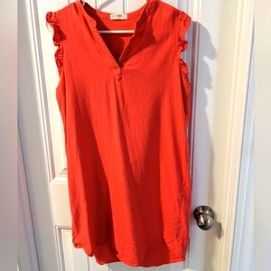 Flamingo Pink Spring Ruffle-Sleeve Dress